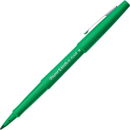 Paper Mate Flair Pen, Point Guard Tip, Medium Pt, GN Barrel/Ink PK PAP8440152